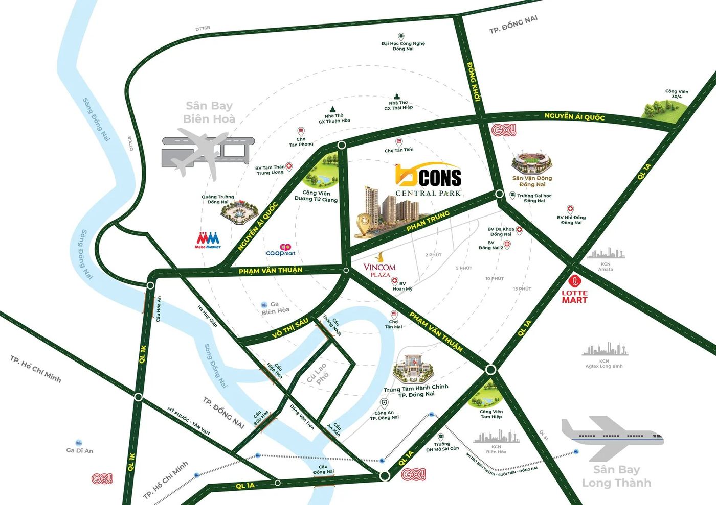 Họa đồ vị trí Bcons Central Park